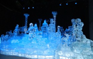 Nativity in crystal clear ice