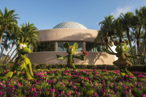 Character topiaries greet guests at Epcot. Photo: Matt Stroshane