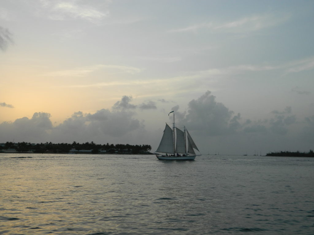 Sailing into the sunset.